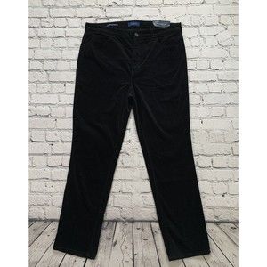 NWT Talbots Flawless Black Velvet Pants Women’s Sz 14 High Waisted Straight Leg